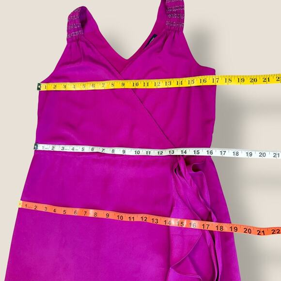 Banana Republic Sleeveless Cross Wrap Tie Waist Ruffles Sheath Dress Size 0 Pink - Picture 10 of 12